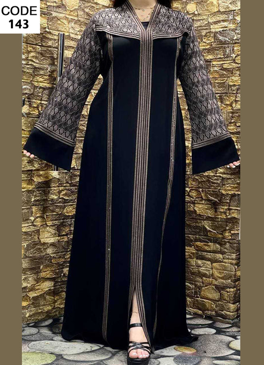 عباية خليجي سوداء  حرير خروج حريمى كود 143
