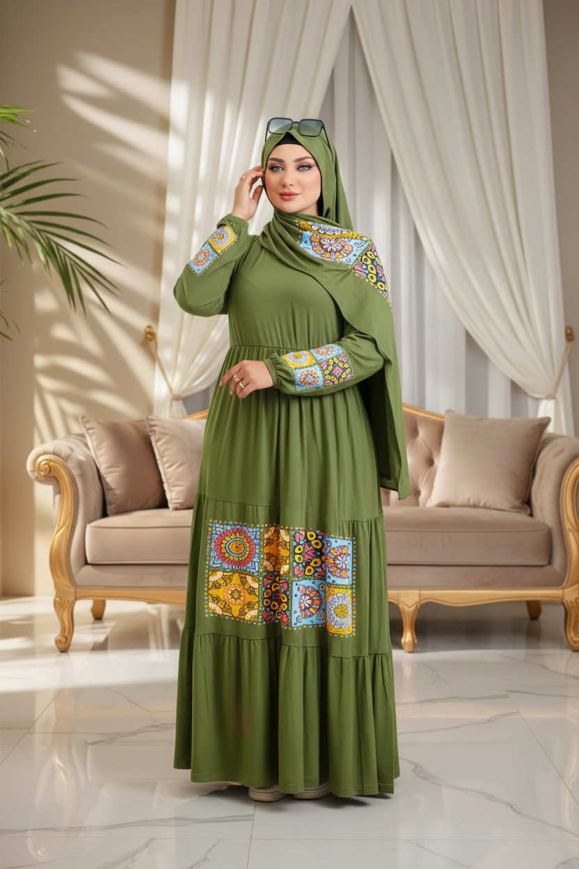 فستان محجبات قطن كود 022