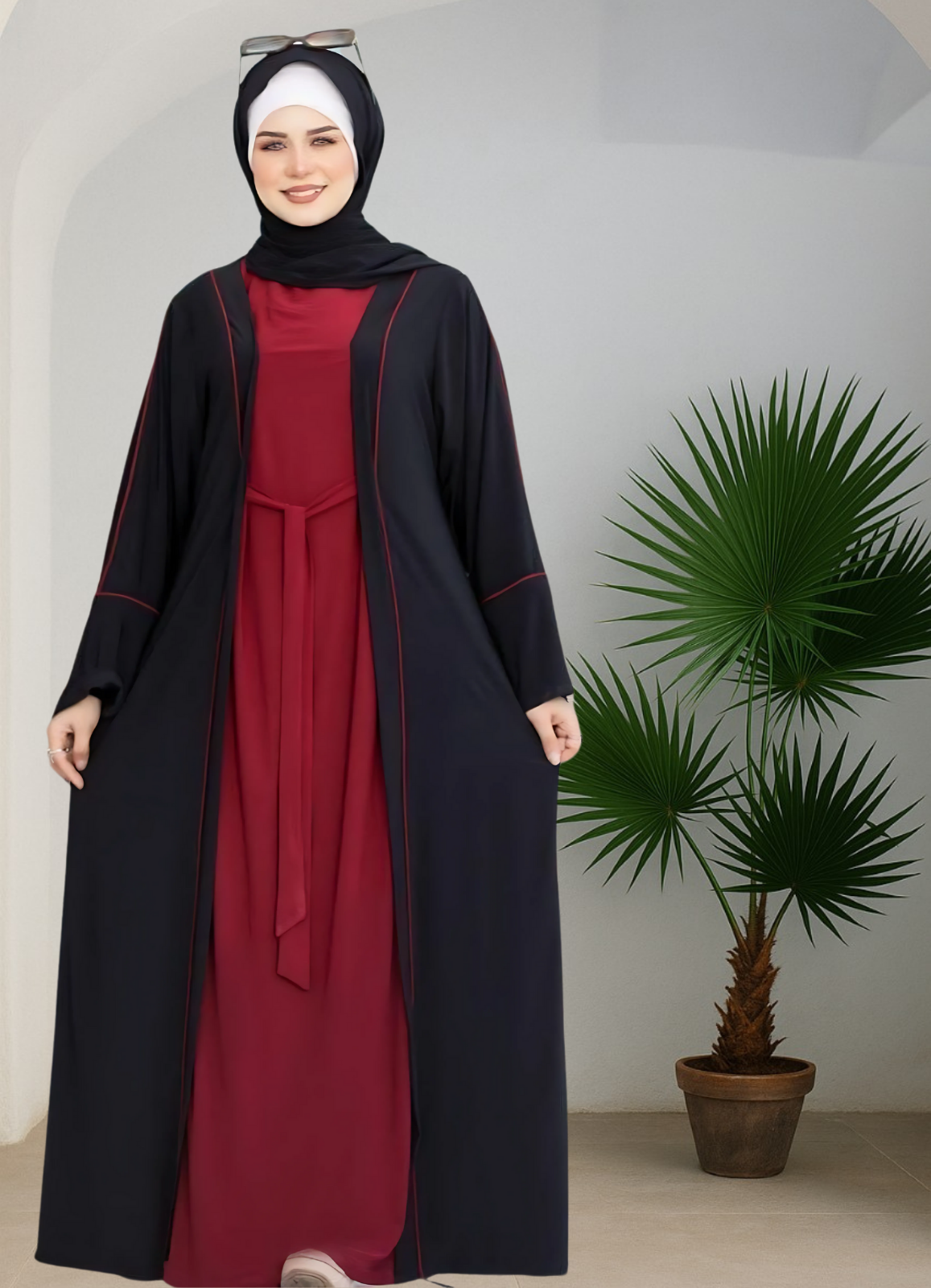 طقم خروج محجبات 3 قطعة حريمى كود 3029