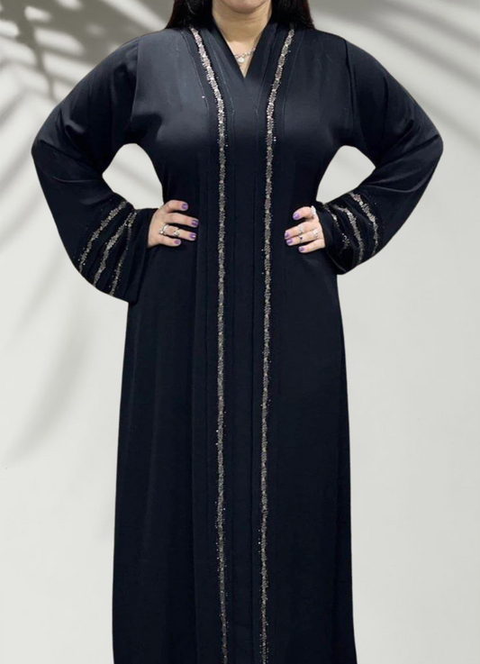 عباية خليجي سوداء  حرير خروج حريمى كود 200