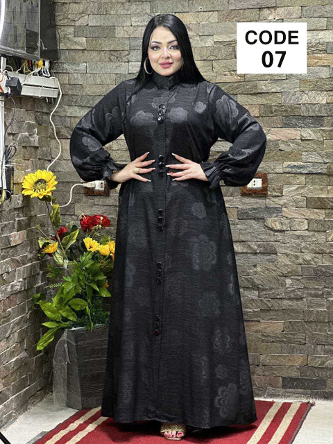 عباية خليجي سوداء  حرير خروج حريمى كود 07