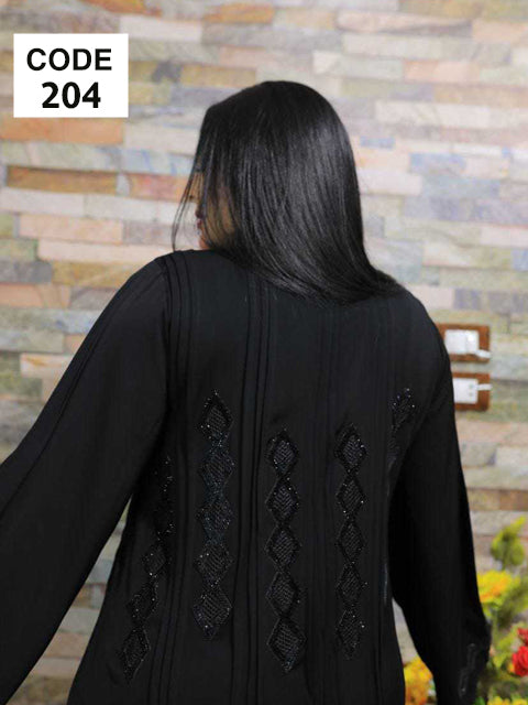 عباية خليجي سوداء  حرير خروج حريمى كود 204