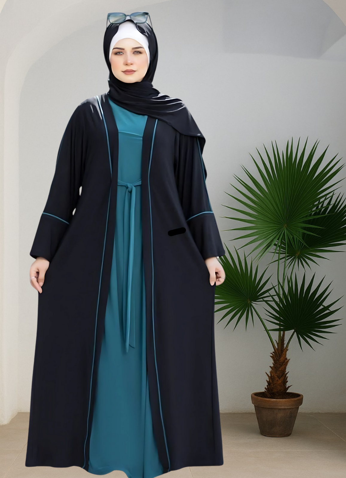 طقم خروج محجبات 3 قطعة حريمى كود 3029