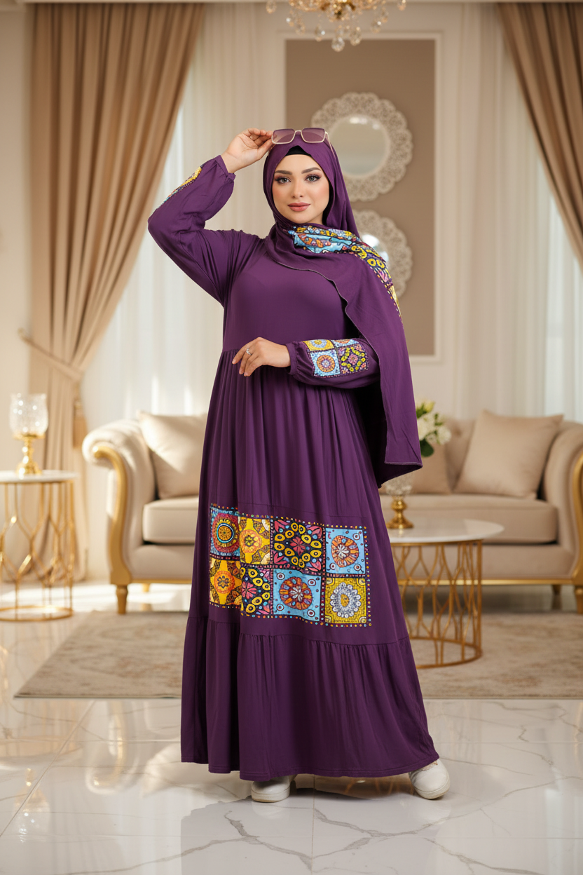 فستان محجبات قطن كود 022