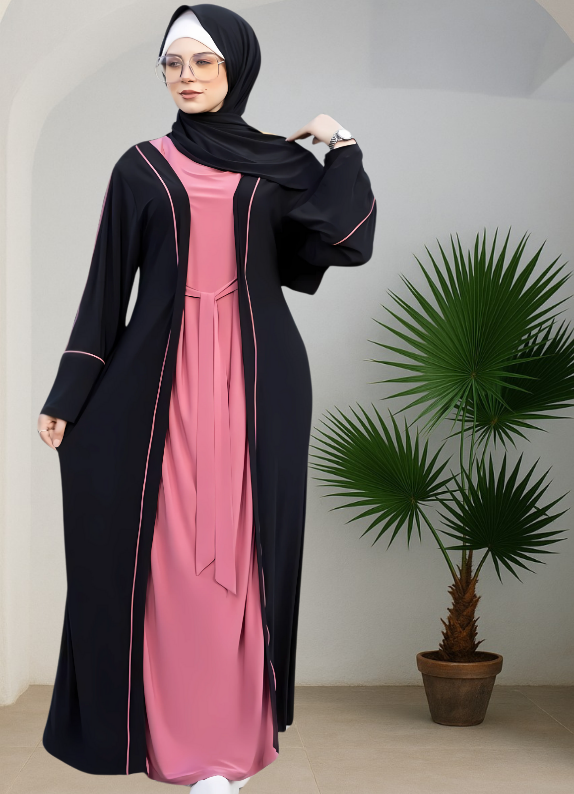 طقم خروج محجبات 3 قطعة حريمى كود 3029