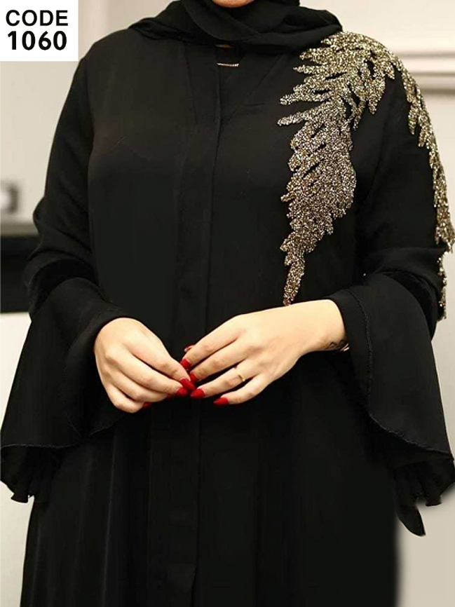 عباية خليجي سوداء  حرير خروج حريمى كود 1060