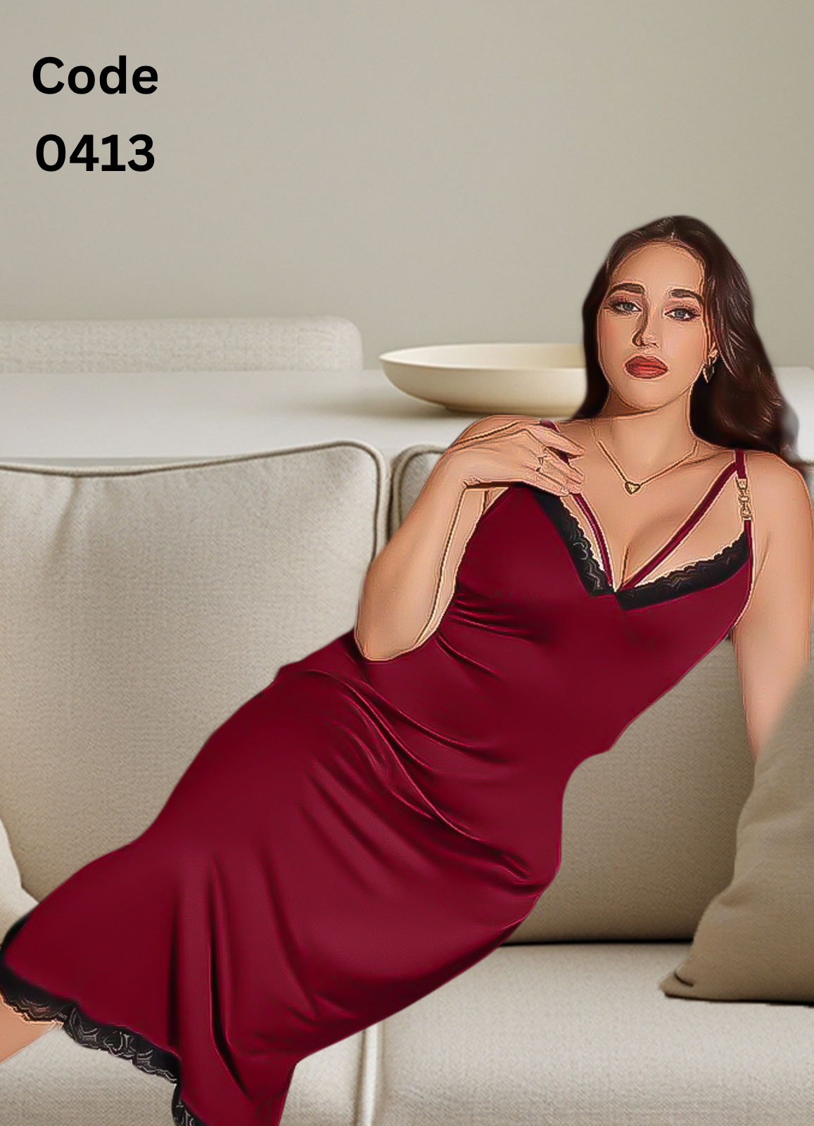 0413 لانجرى شيفون بيج سايز كود