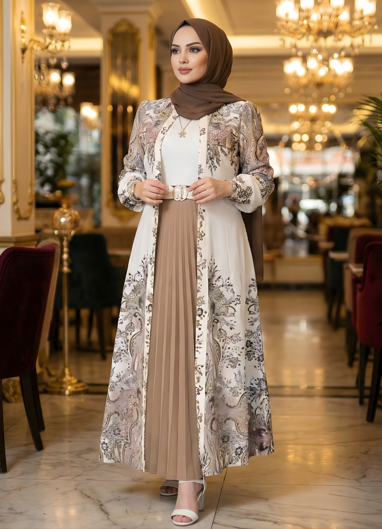 طقم خروج محجبات 4 قطعة حريمى كود 3044