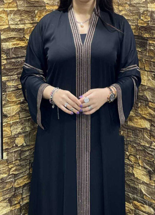 عباية خليجي سوداء  حرير خروج حريمى كود 129