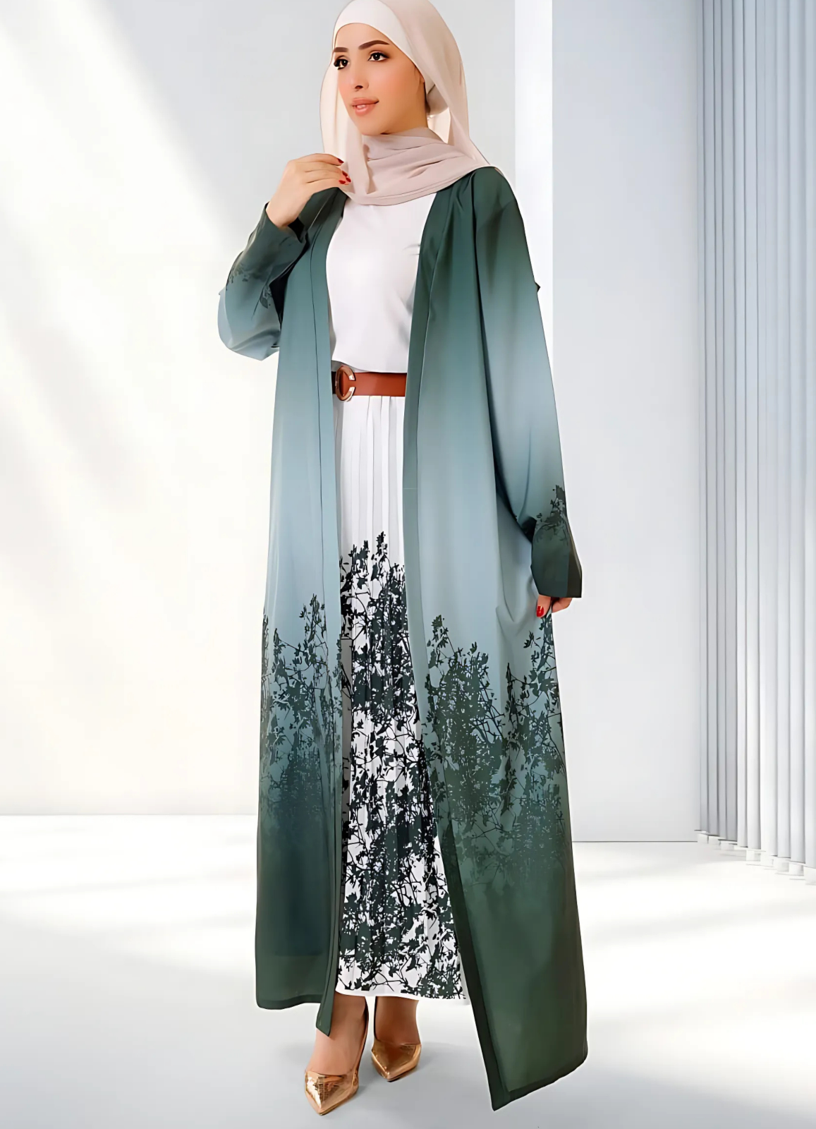 طقم خروج محجبات 4 قطعة حريمى كود 3046