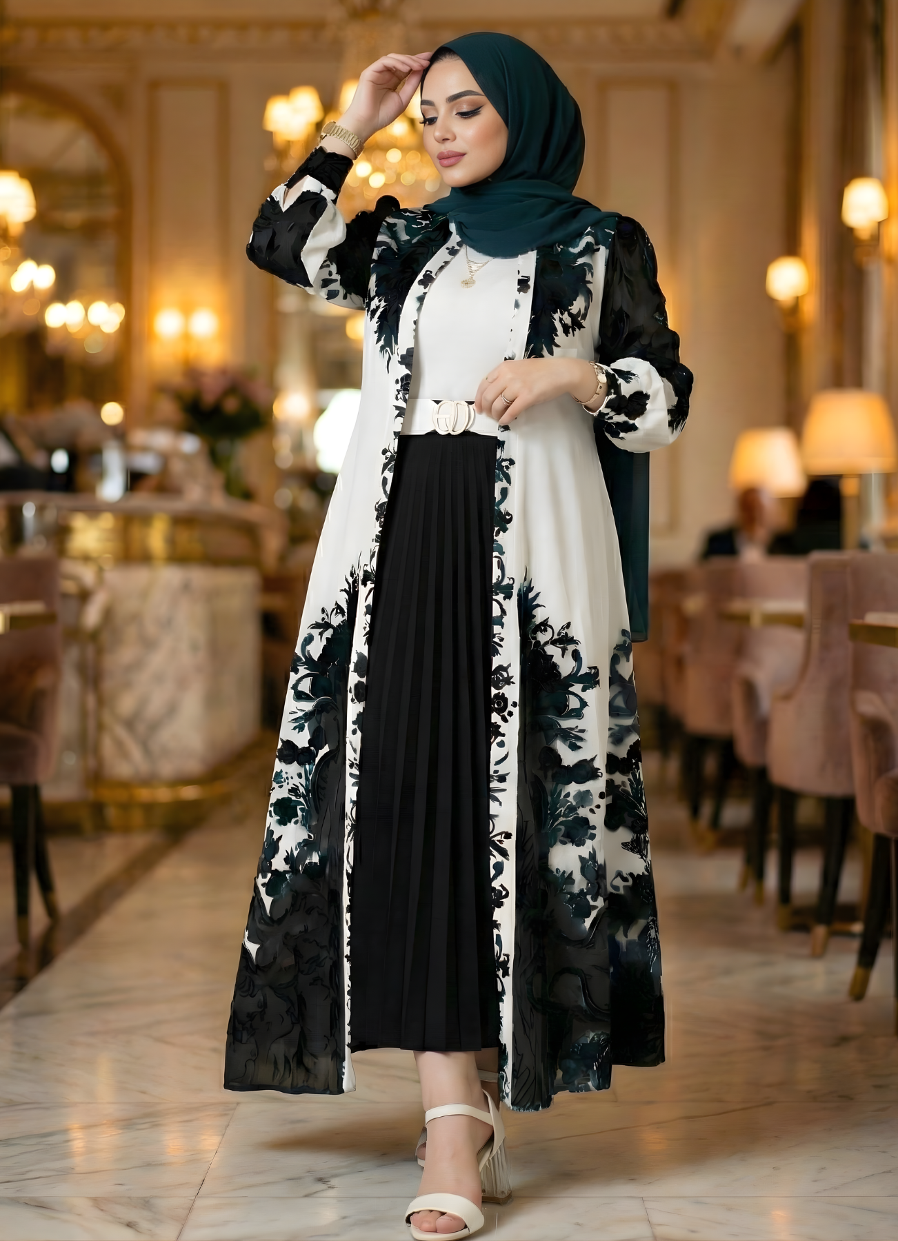 طقم خروج محجبات 4 قطعة حريمى كود 3044