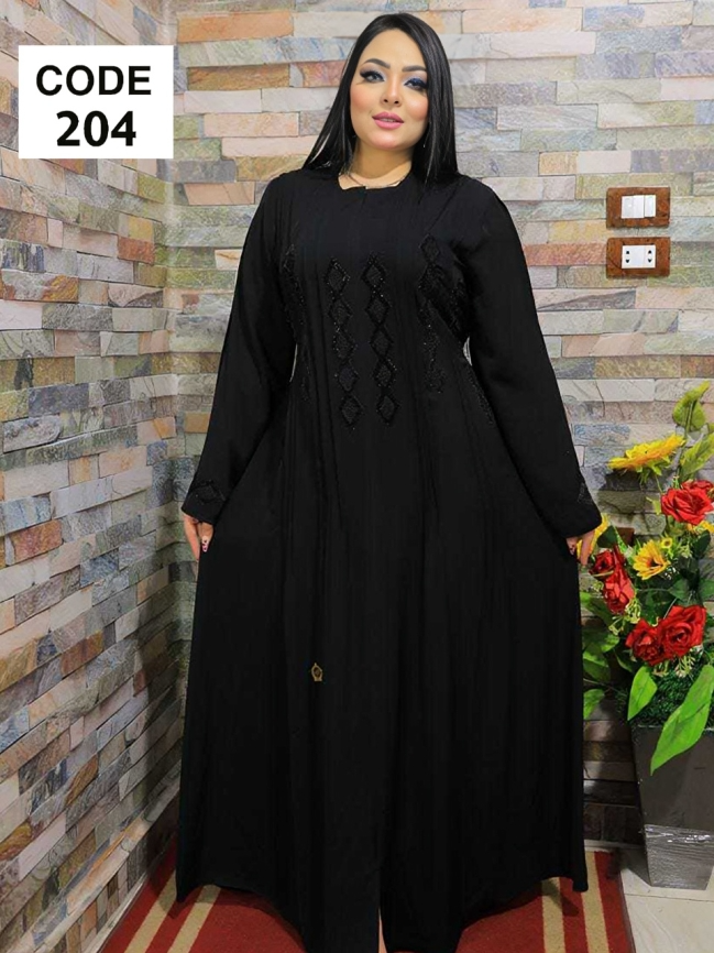 عباية خليجي سوداء  حرير خروج حريمى كود 204
