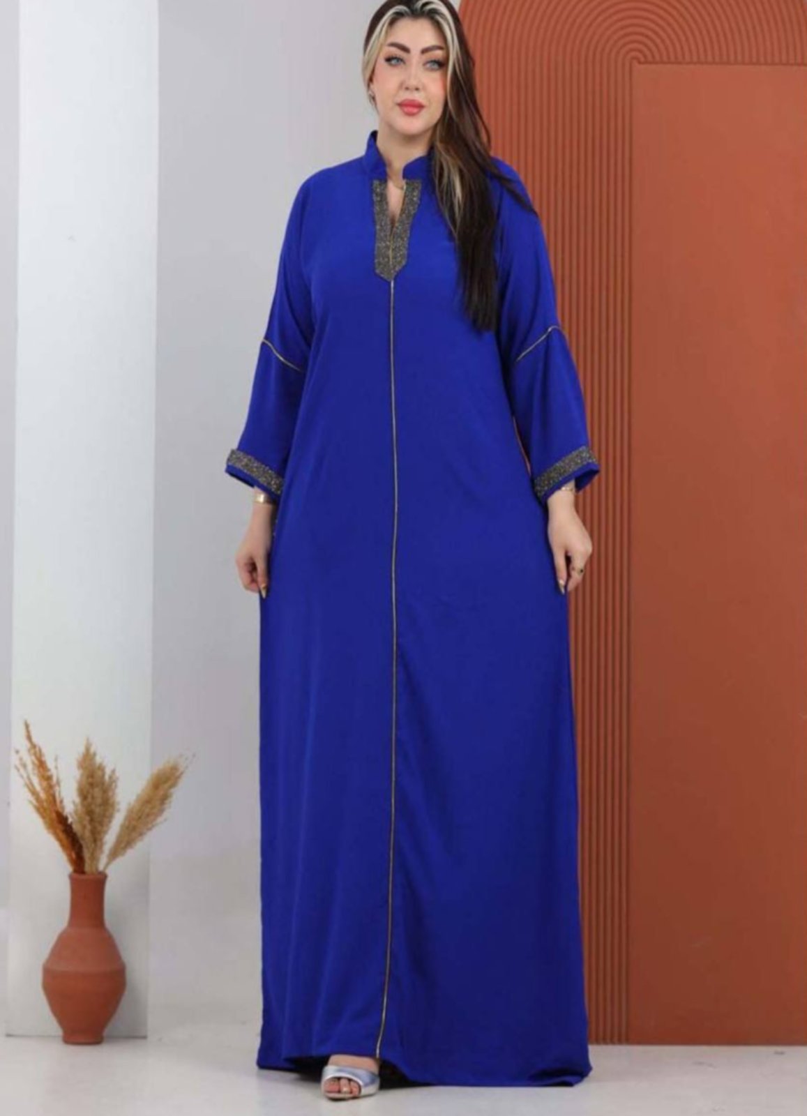 A1039 عبايه استقبال قطن شكل خليجي  كود