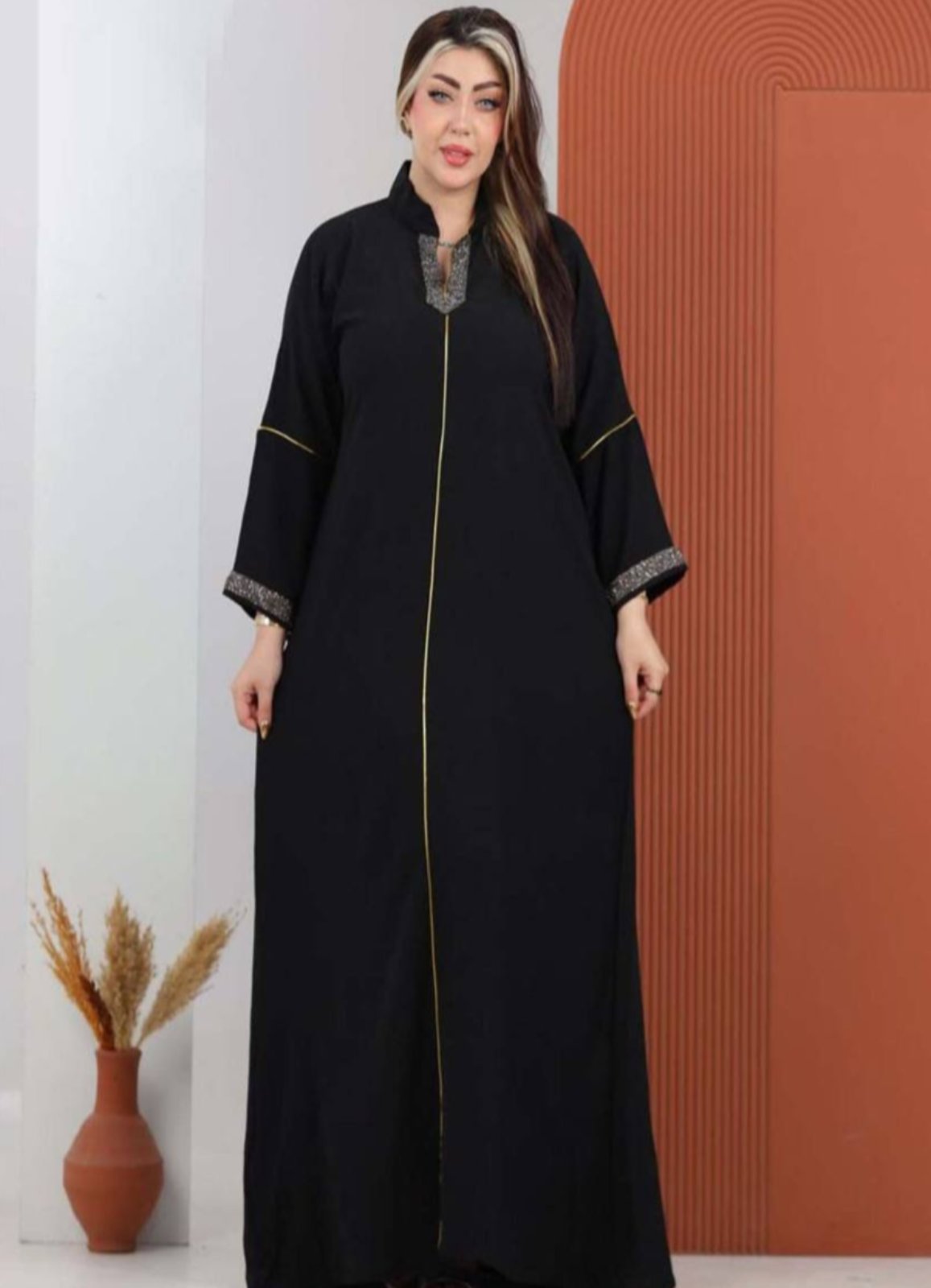 A1039 عبايه استقبال قطن شكل خليجي  كود