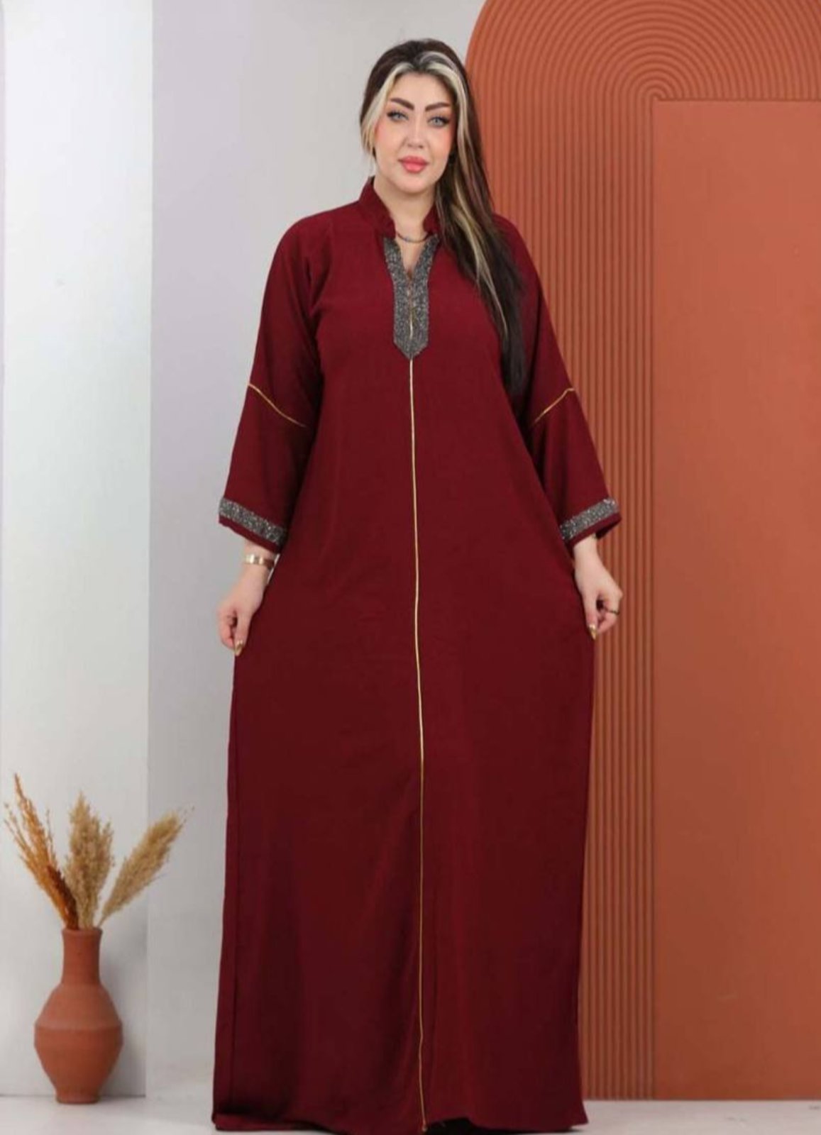 A1039 عبايه استقبال قطن شكل خليجي  كود