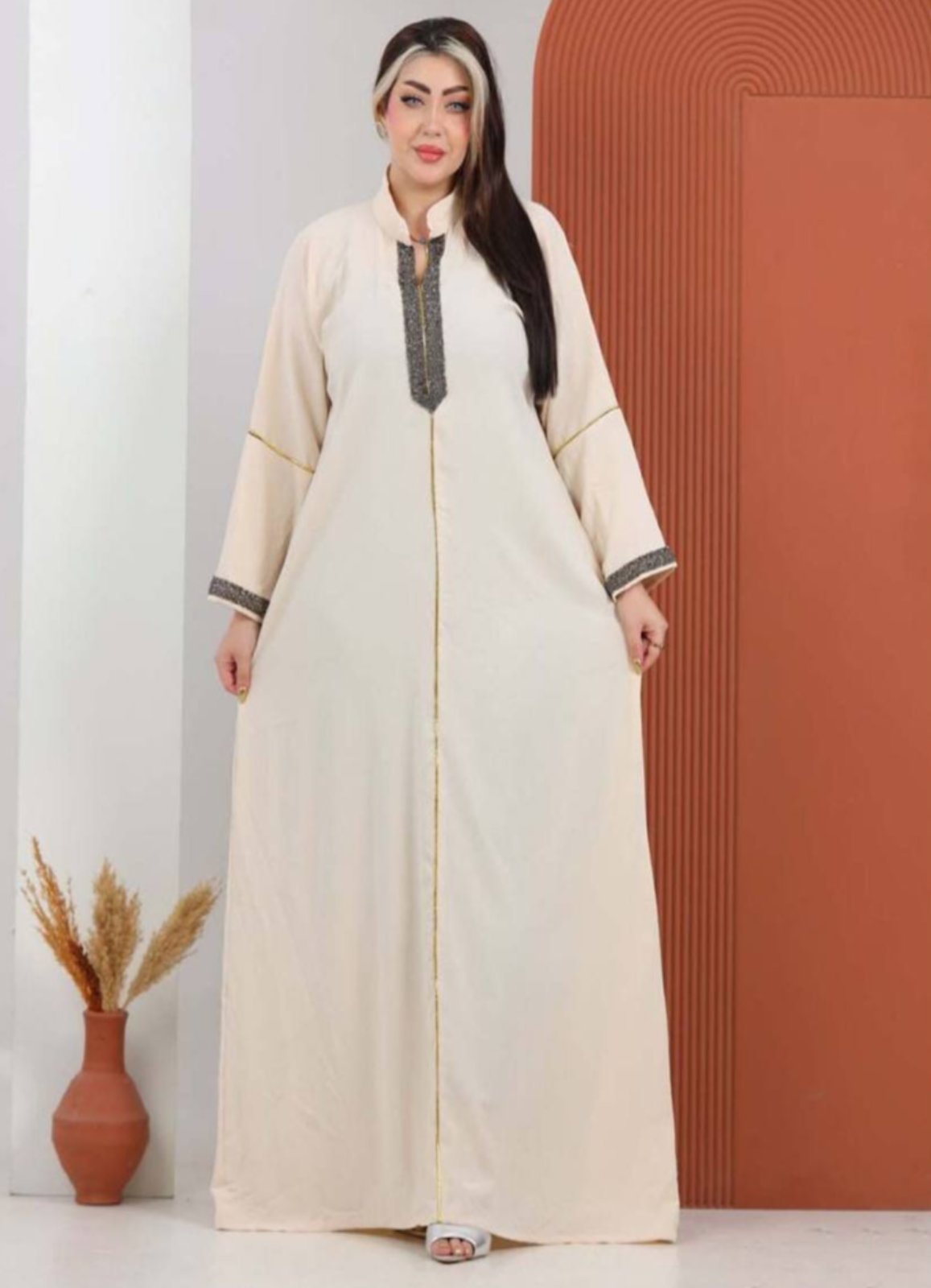 A1039 عبايه استقبال قطن شكل خليجي  كود