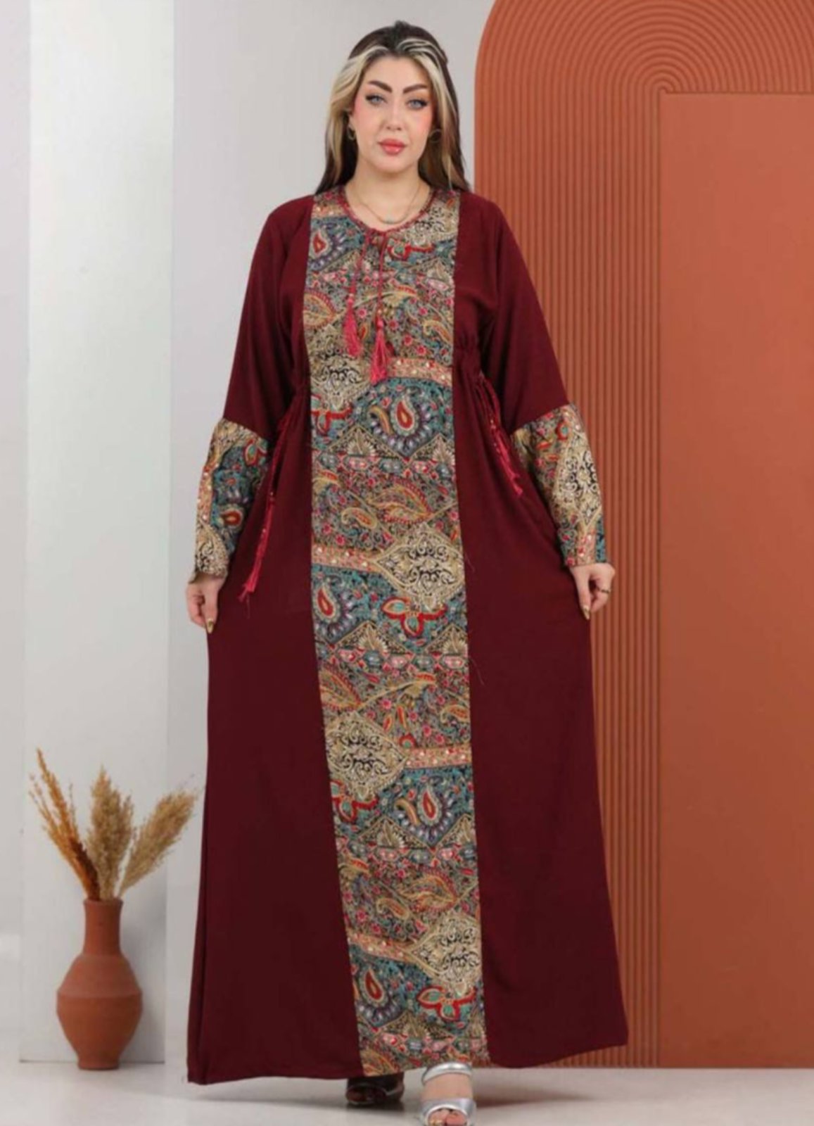 A1040 عبايه استقبال قطن شكل خليجي  كود