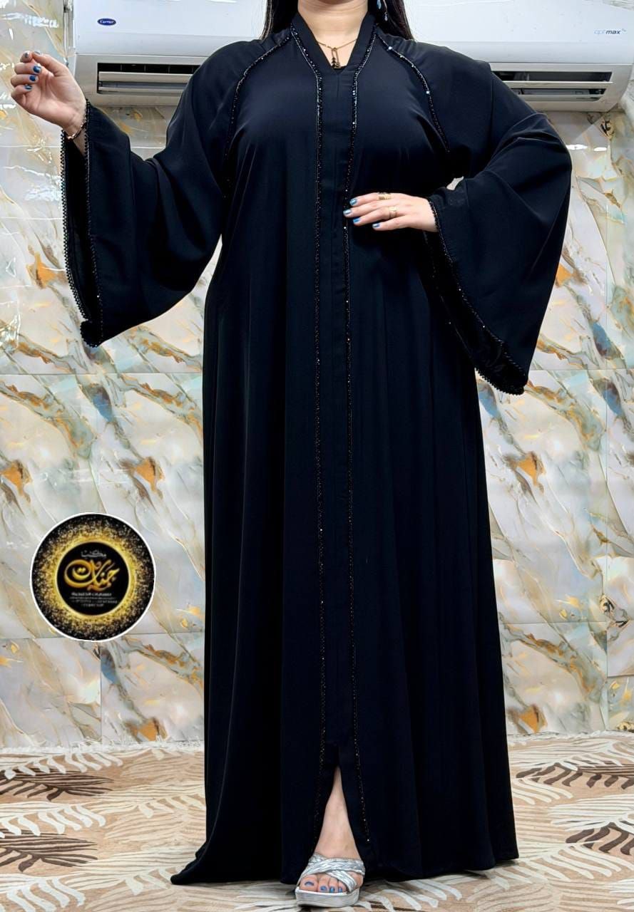 عباية خليجي سوداء  حرير خروج حريمى كود 1060