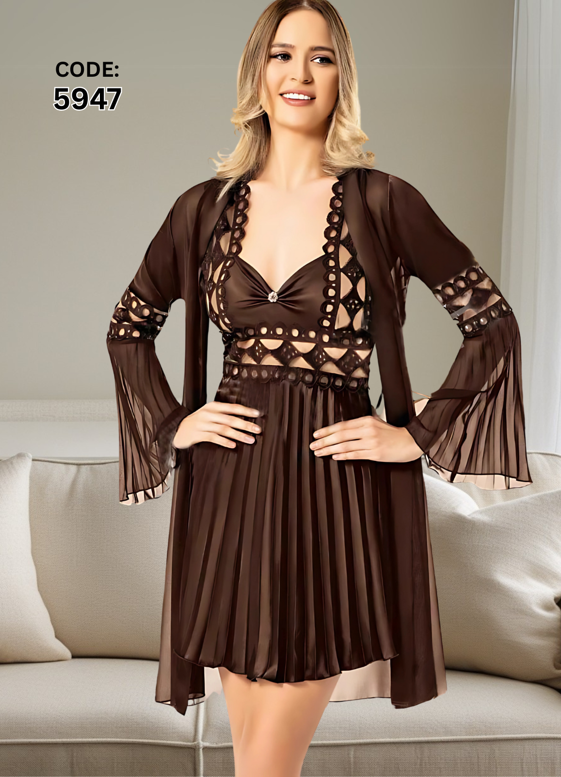 5947 لانجرى تركي ساتان قصير بروب