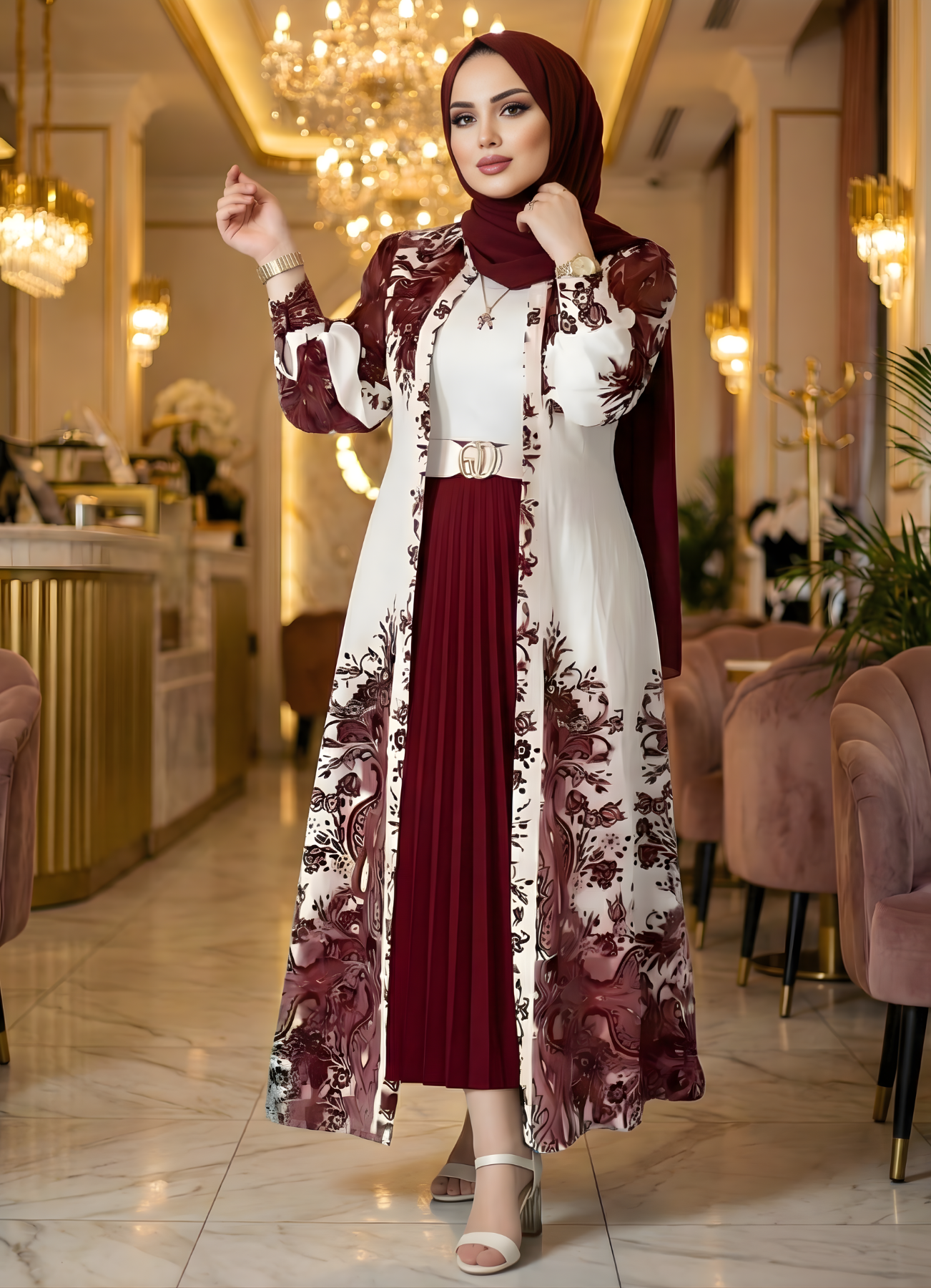 طقم خروج محجبات 4 قطعة حريمى كود 3044