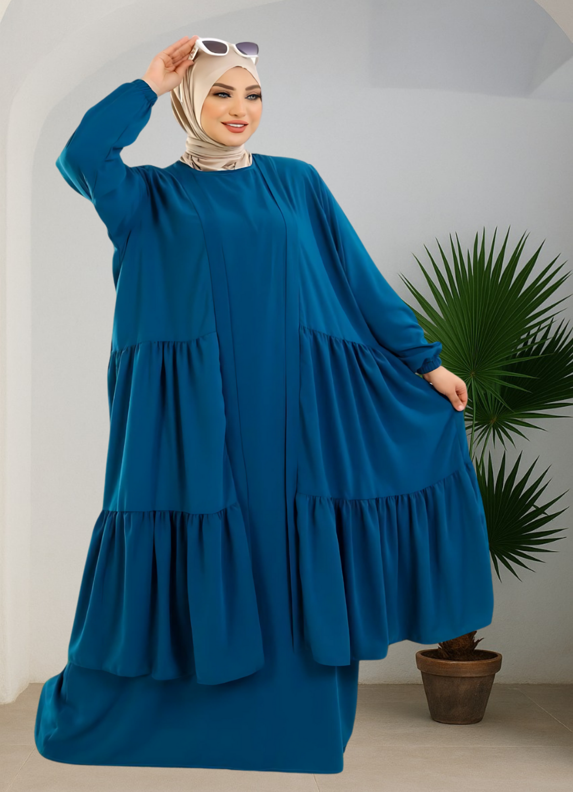 فستان بيزك وكاردجان محجبات كود 1502