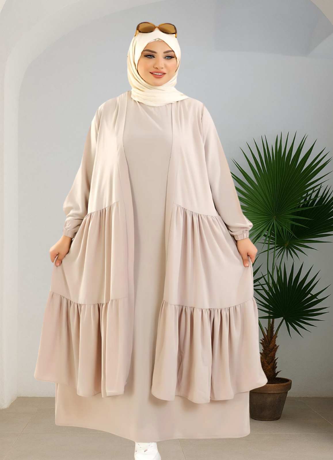 فستان بيزك وكاردجان محجبات كود 1502