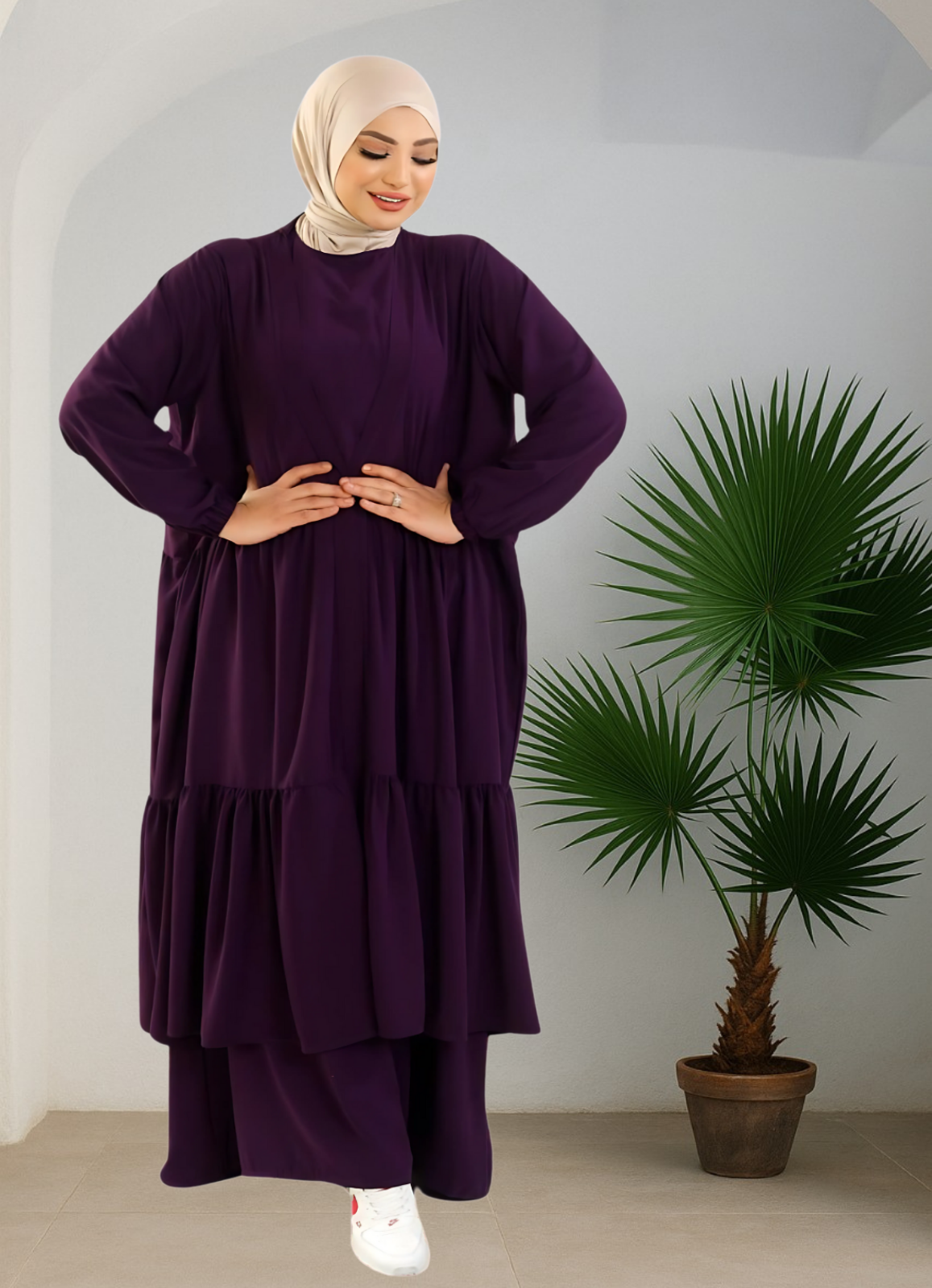 فستان بيزك وكاردجان محجبات كود 1502