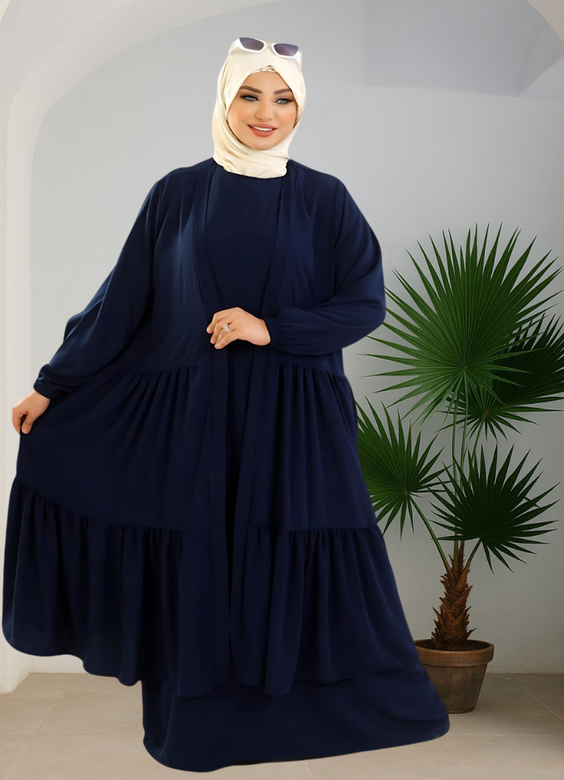 فستان بيزك وكاردجان محجبات كود 1502