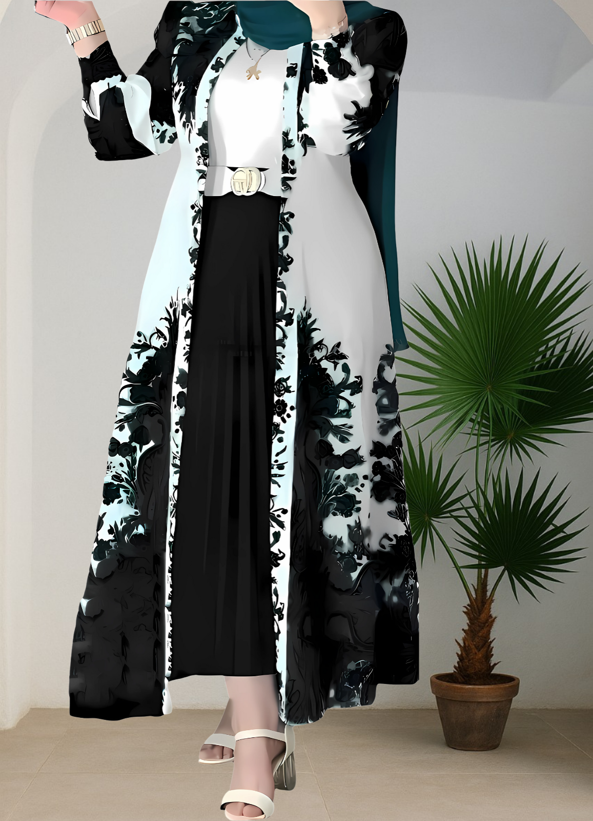 طقم خروج محجبات 4 قطعة حريمى كود 3044