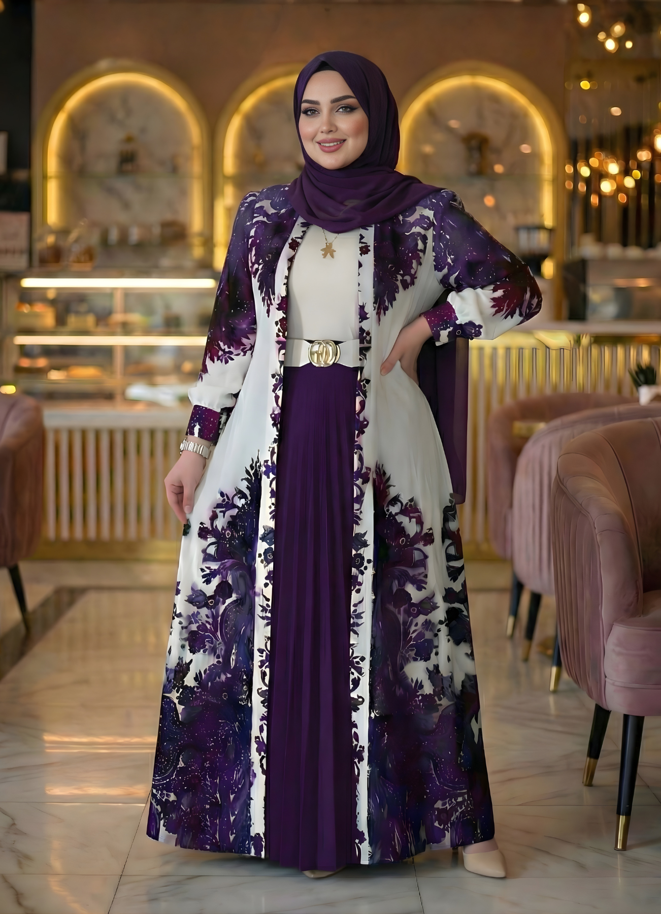 طقم خروج محجبات 4 قطعة حريمى كود 3044