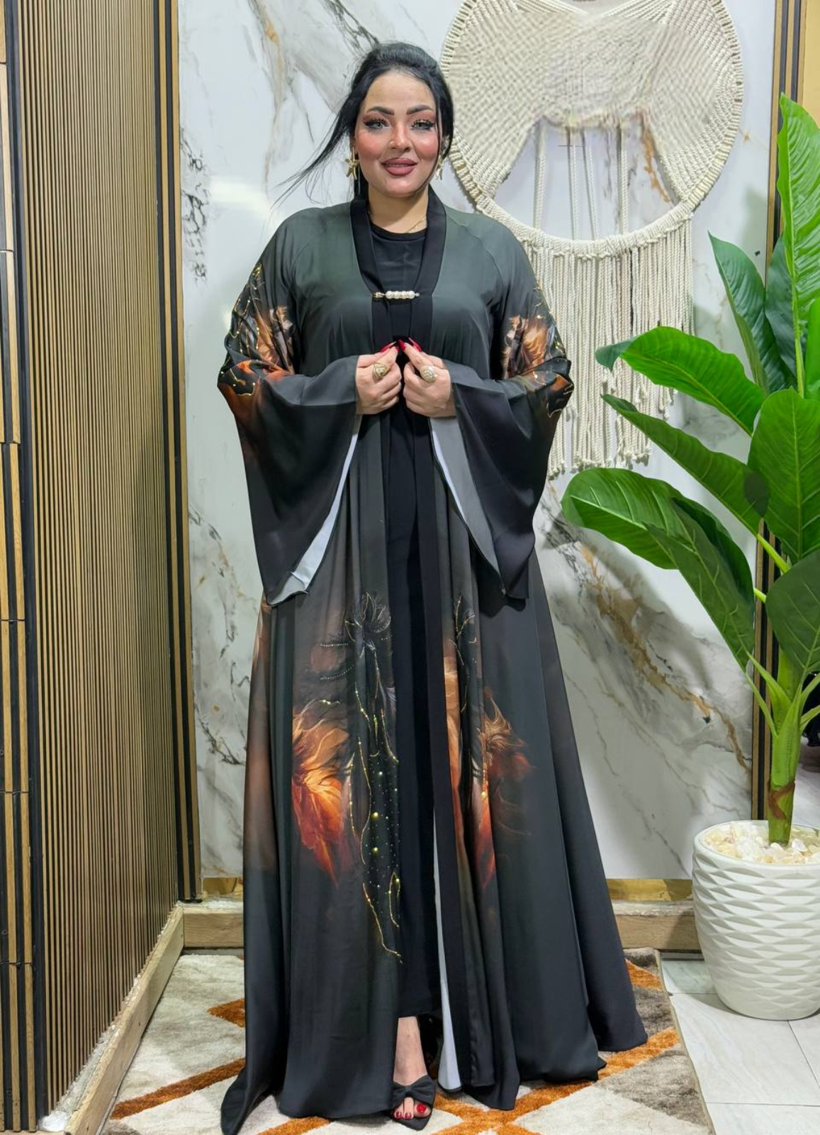 عبايه حرير خليجي كود 3032