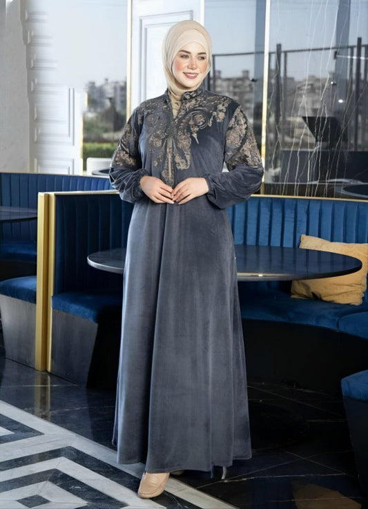 لعباية بيتي شتوي قطيفة 6045