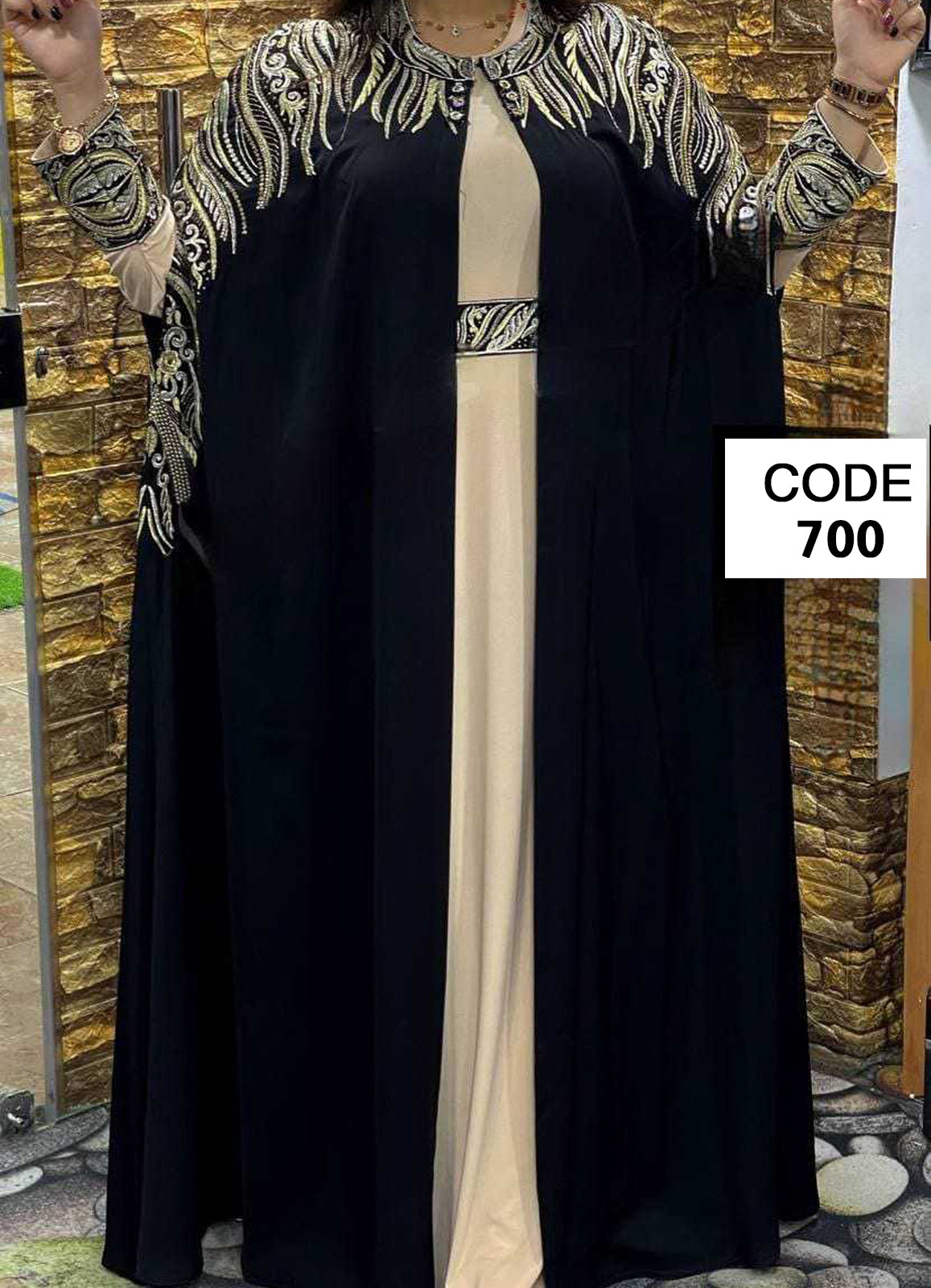 ملحفة كاب قطعتين حرير تطريز وهاندميد حريمى كود 700