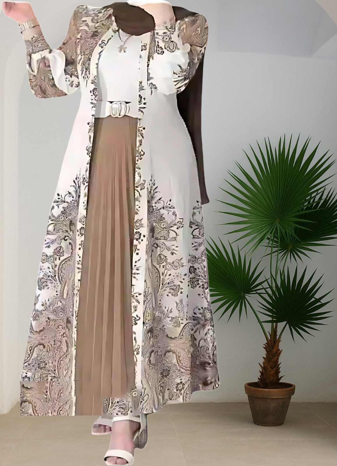 طقم خروج محجبات 4 قطعة حريمى كود 3044