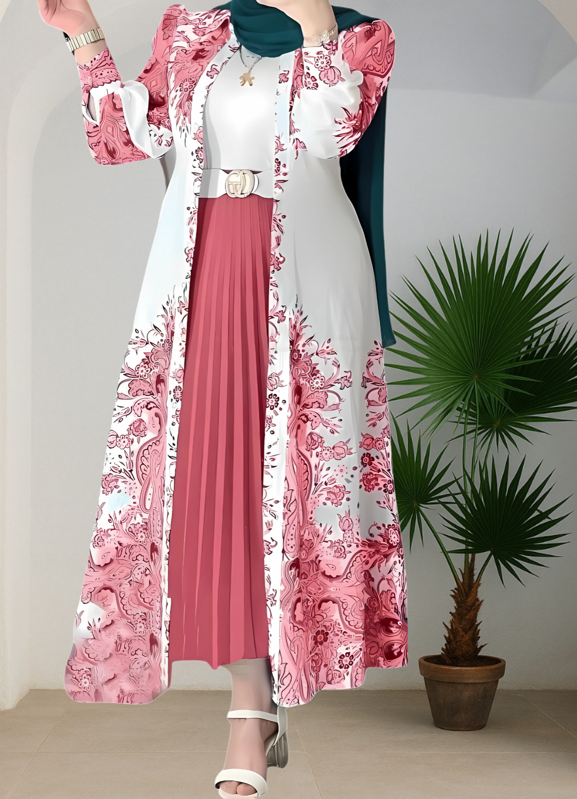 طقم خروج محجبات 4 قطعة حريمى كود 3044