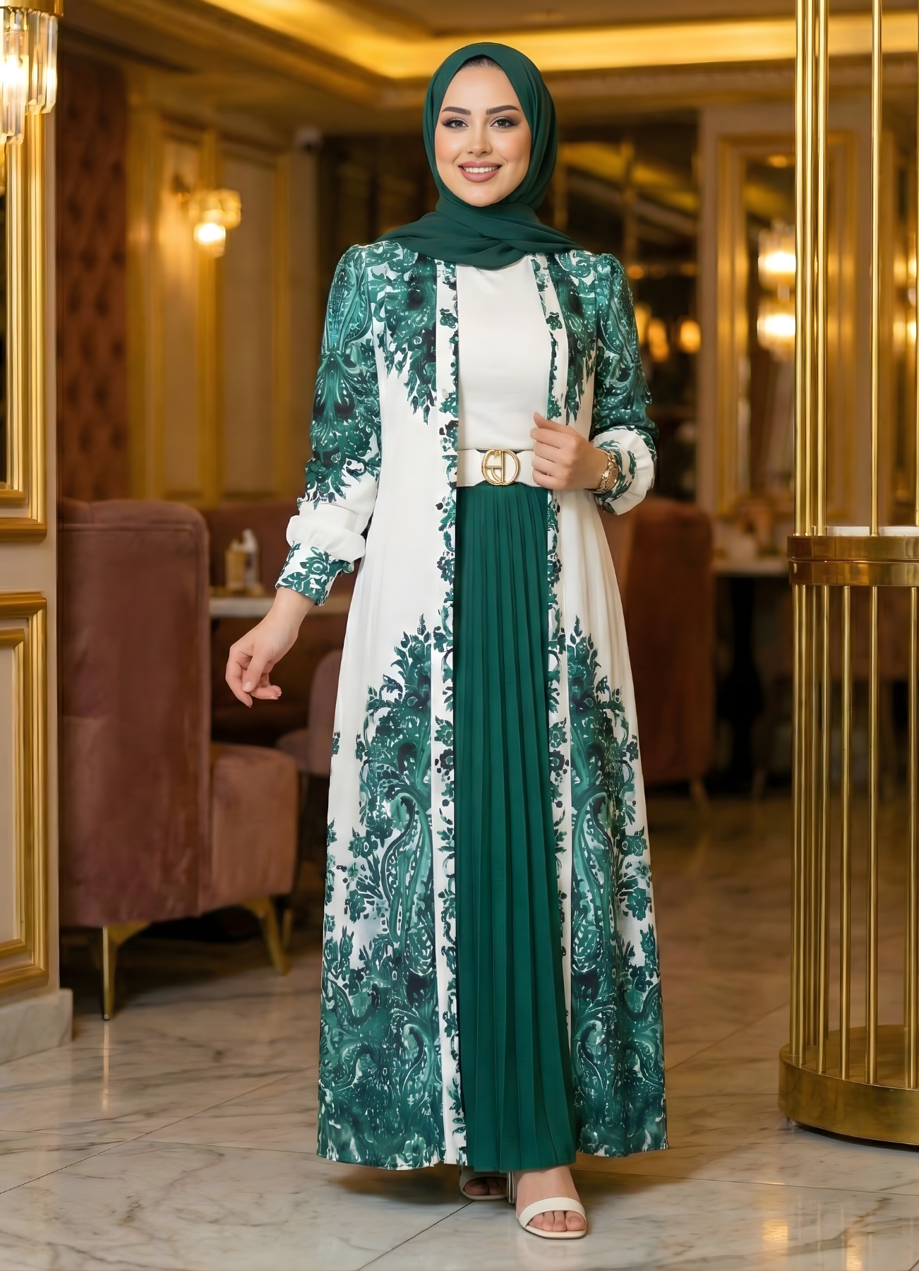 طقم خروج محجبات 4 قطعة حريمى كود 3044