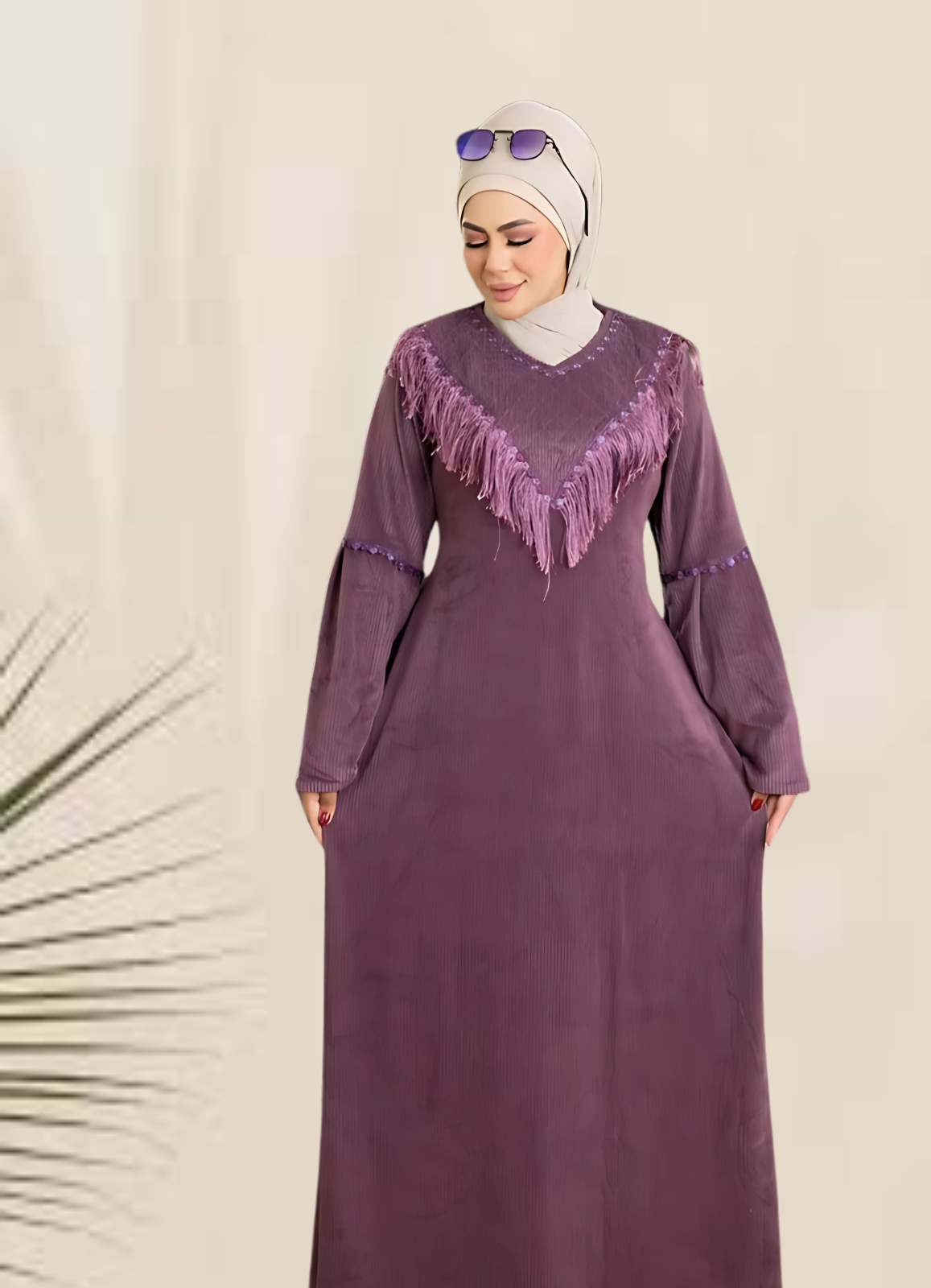 H106 عباية بيتي شتوي قطيفة