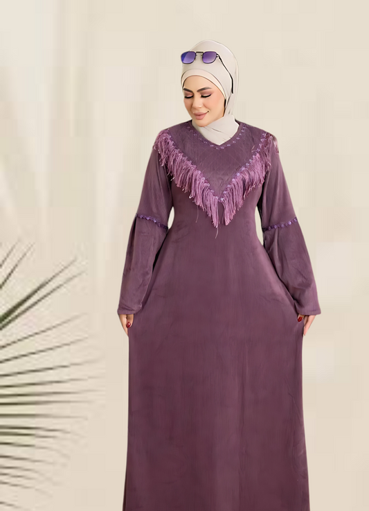 H106 عباية بيتي شتوي قطيفة