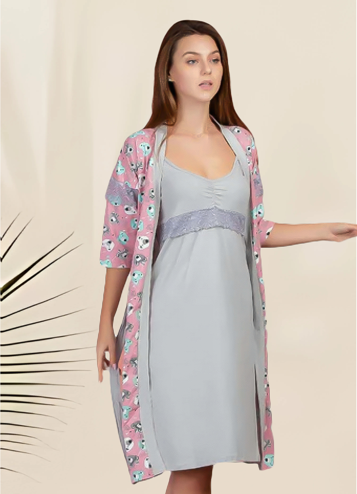 فستان وروب نسائي 2 قطعة كود 7025 كشمير