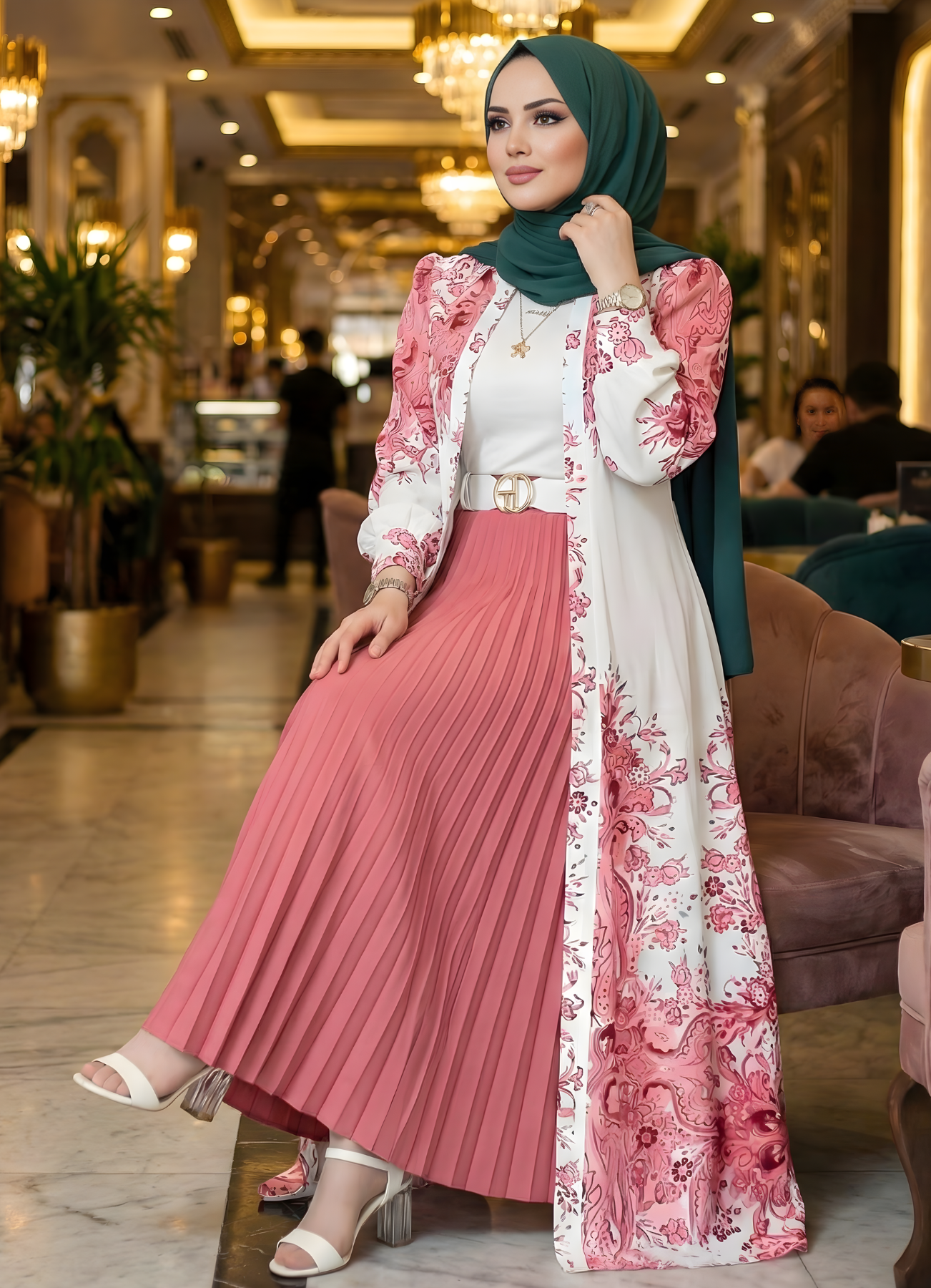 طقم خروج محجبات 4 قطعة حريمى كود 3044