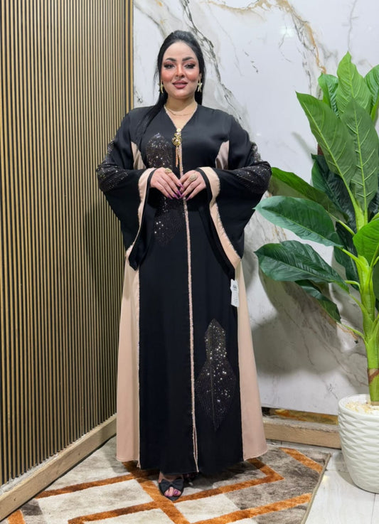 عباية خليجي سوداء  حرير خروج حريمى كود 175