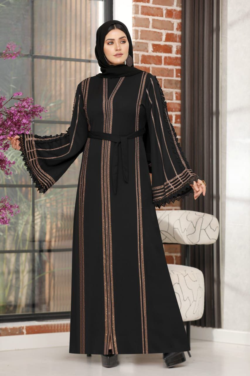 عباية خليجي سوداء حرير خروج حريمى كود 815