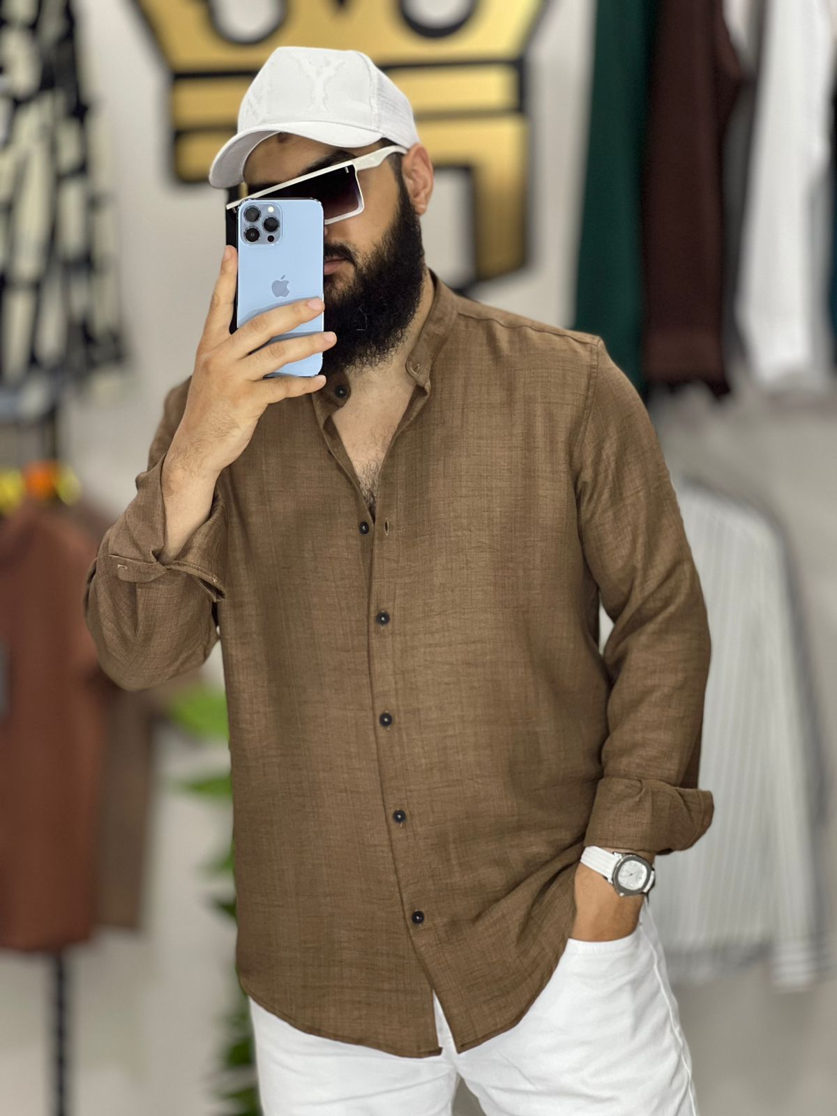B1200 قميص رجالي كتان