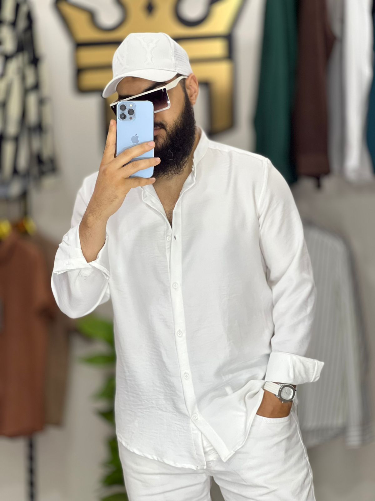 B1200 قميص رجالي كتان