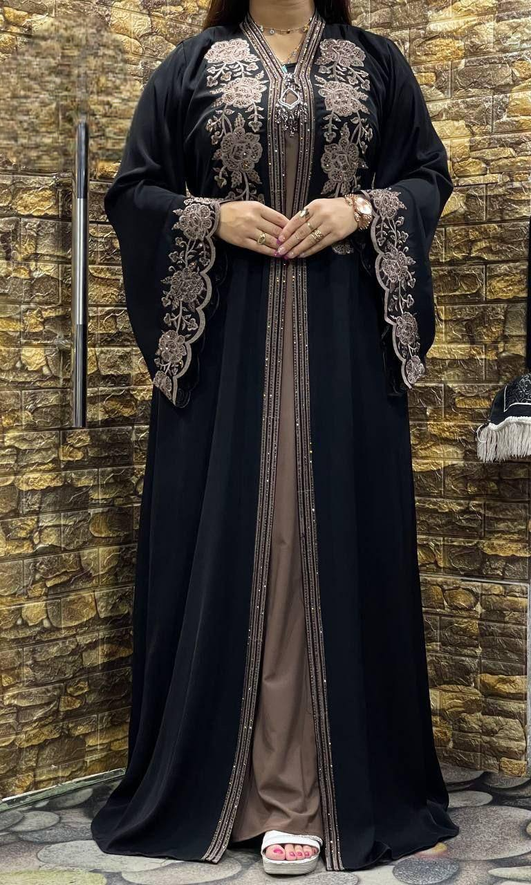 عباية خليجي سوداء  حرير خروج حريمى كود 1261