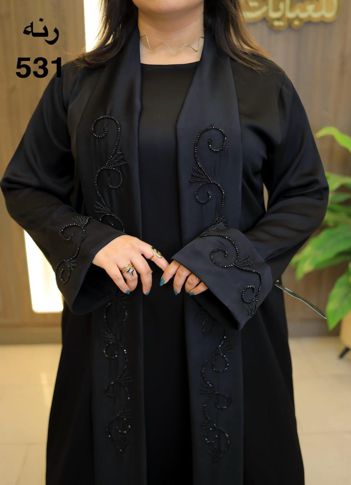 عباية خليجي سوداء  حرير كام ليز استرس كود 531