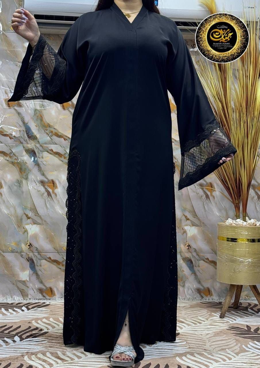 عباية خليجي سوداء  حرير خروج حريمى كود 111