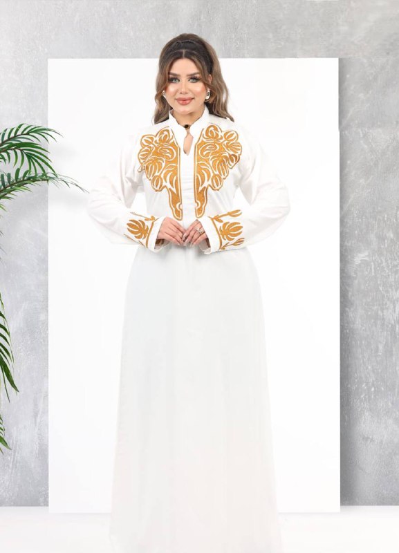 لون ابيض A104  عبايه منزلي كود