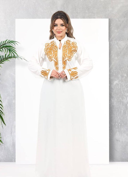 لون ابيض A104  عبايه منزلي كود