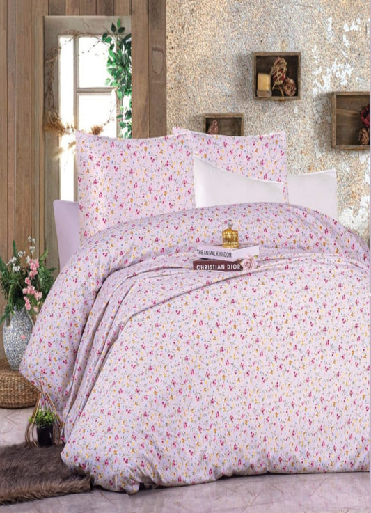 مفرش سرير قطن موف منقوش  4 قطع